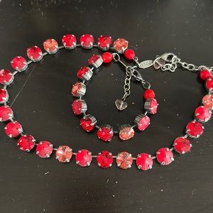 Sabika red choker / bracelet set